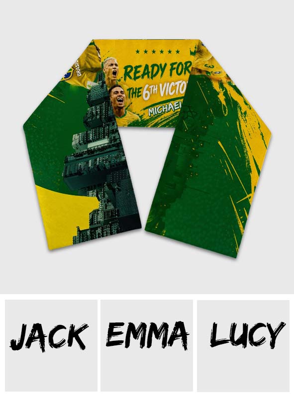 Brazil 6th Victory - Personalized Soccer Knitted Scarf