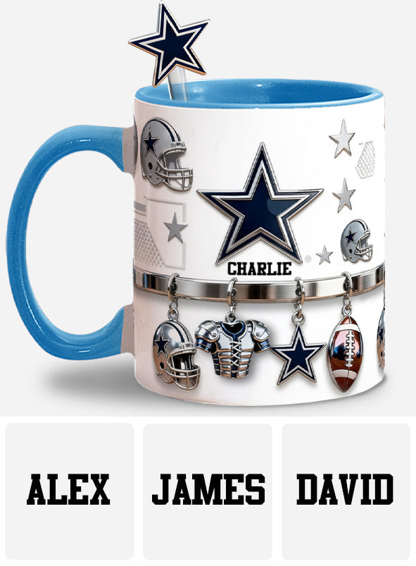 Love Football - Personalized American Football Set Accent Mug with Acrylic Stirrers