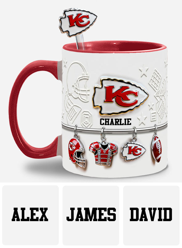 Love Football - Personalized American Football Set Accent Mug with Acrylic Stirrers