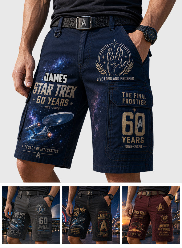 Star Movie Fans Gift, 60th Anniversary - Personalized Star Fleet Cargo Shorts With Belt