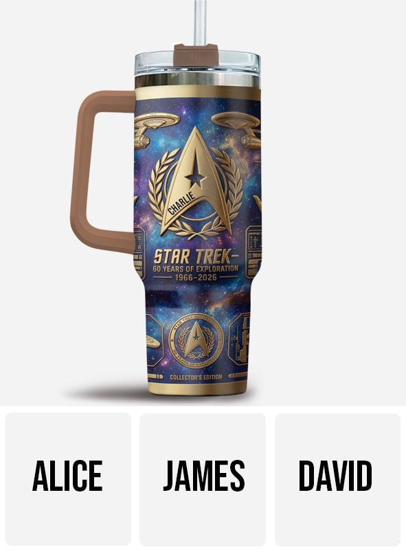 60 Years Of Exploration - Personalized Star Fleet Tumbler With Handle