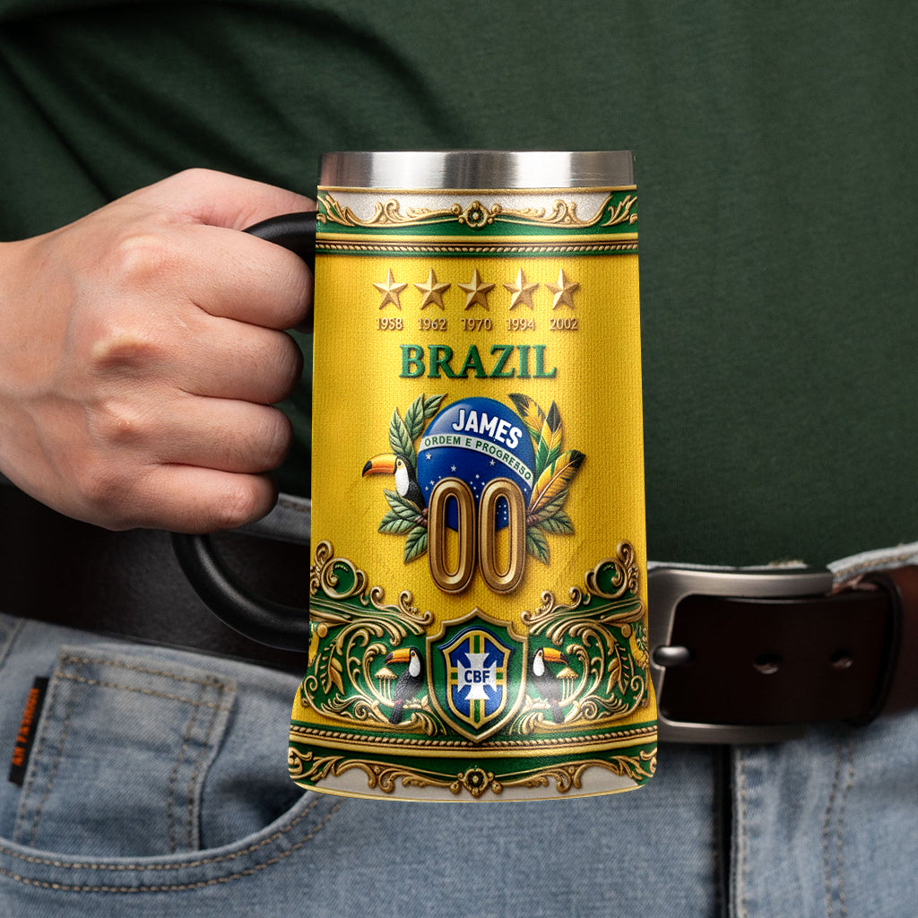 Five Times Champion Brazil - Personalized Soccer Beer Stein