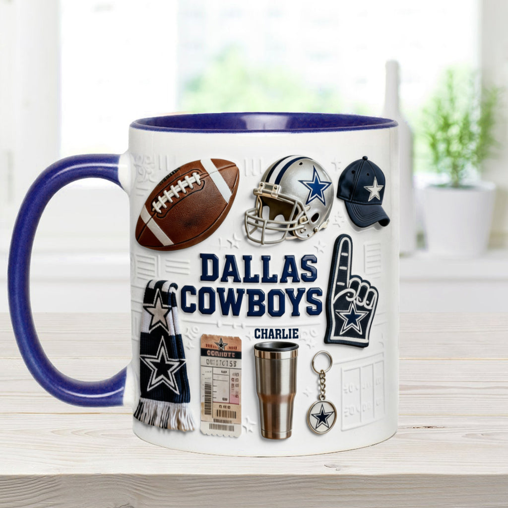 Love Football - Personalized American Football Accent Mug