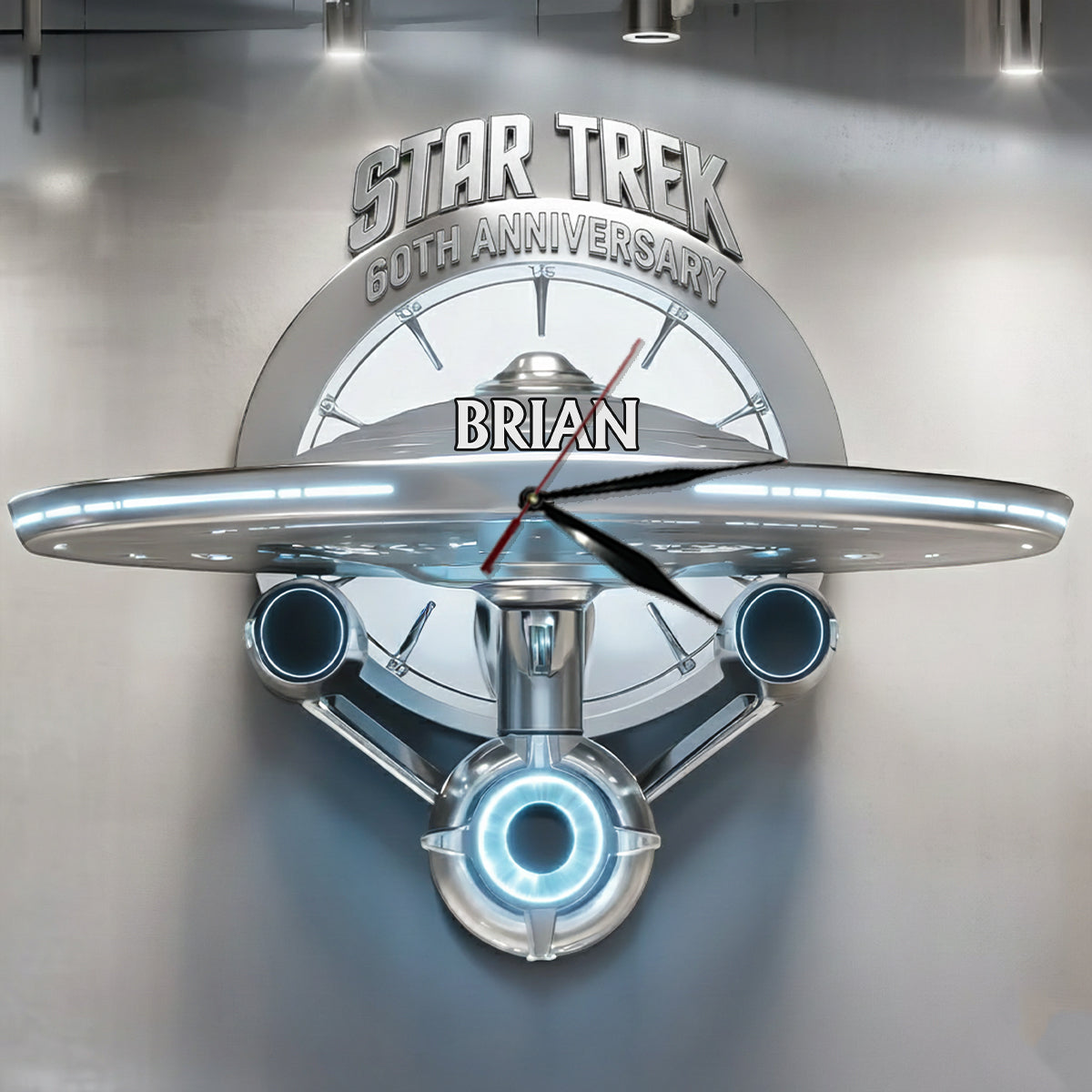 Final Frontier 60th Anniversary - Personalized Star Fleet LED Light Wall Clock
