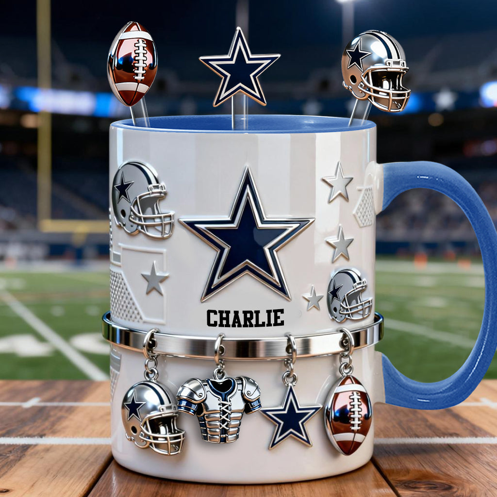 Love Football - Personalized American Football Set Accent Mug with Acrylic Stirrers