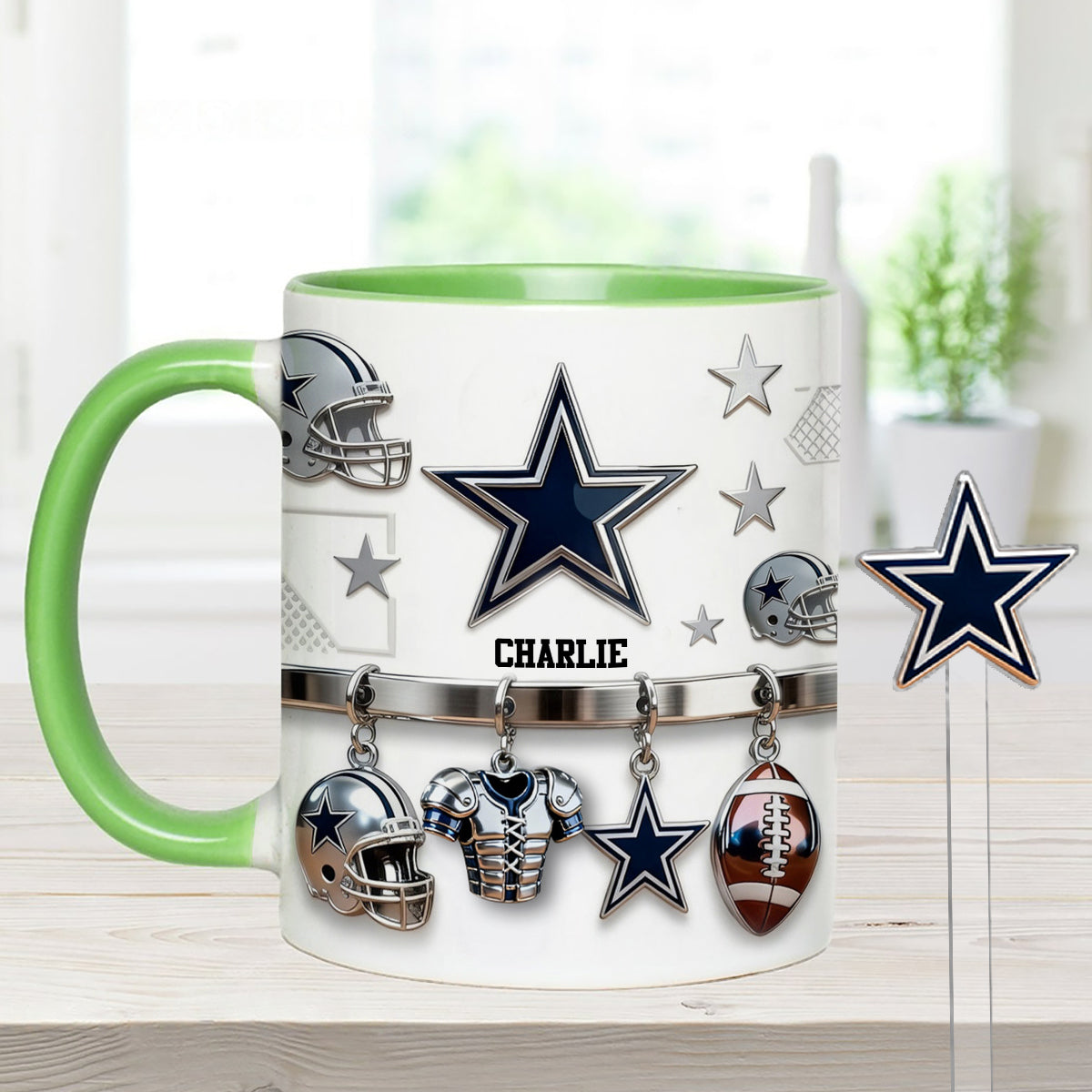 Love Football - Personalized American Football Set Accent Mug with Acrylic Stirrers