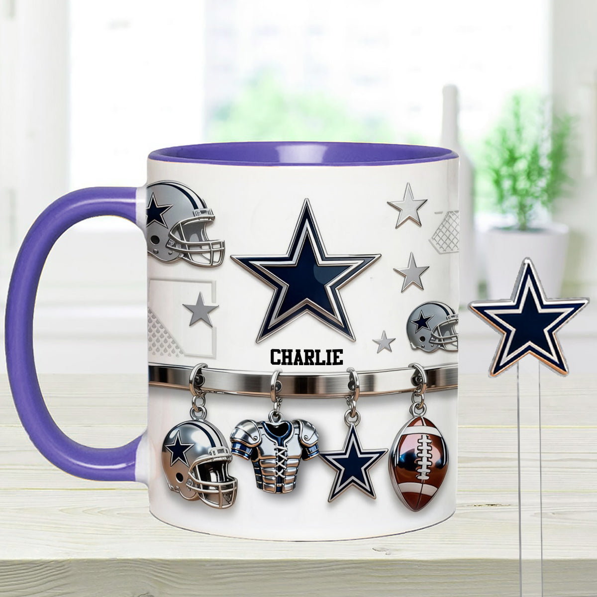 Love Football - Personalized American Football Set Accent Mug with Acrylic Stirrers