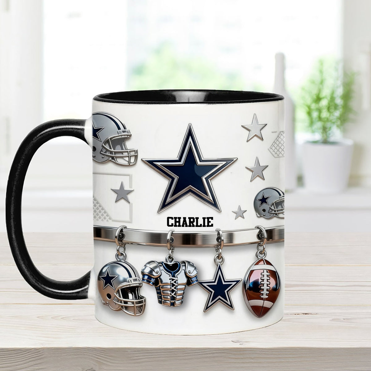 Love Football - Personalized American Football Set Accent Mug with Acrylic Stirrers