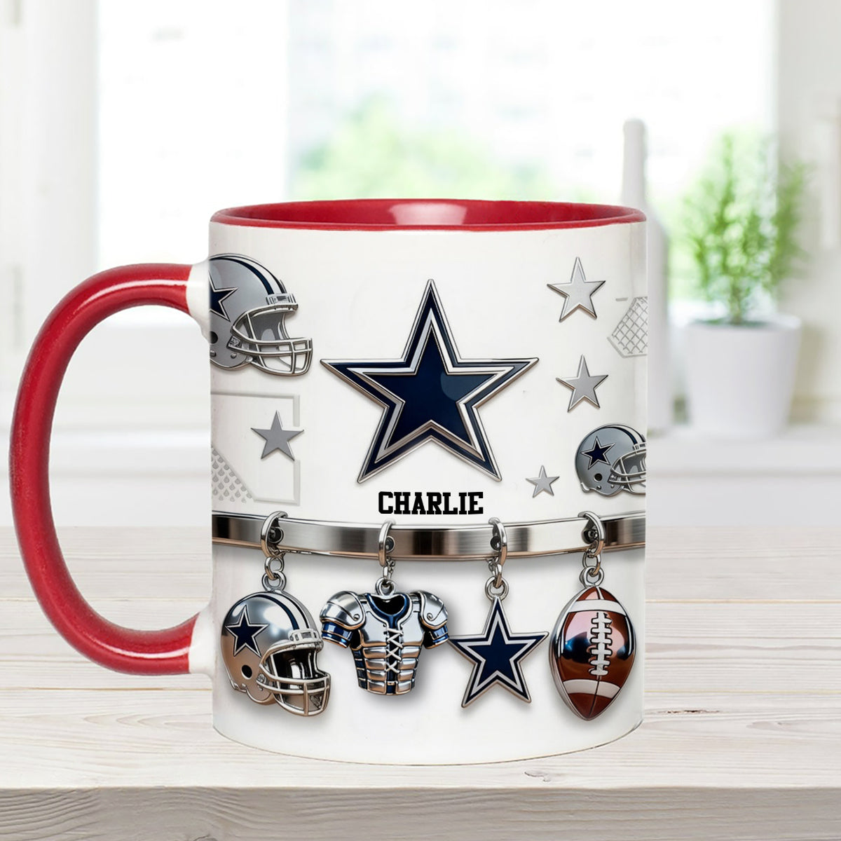 Love Football - Personalized American Football Set Accent Mug with Acrylic Stirrers
