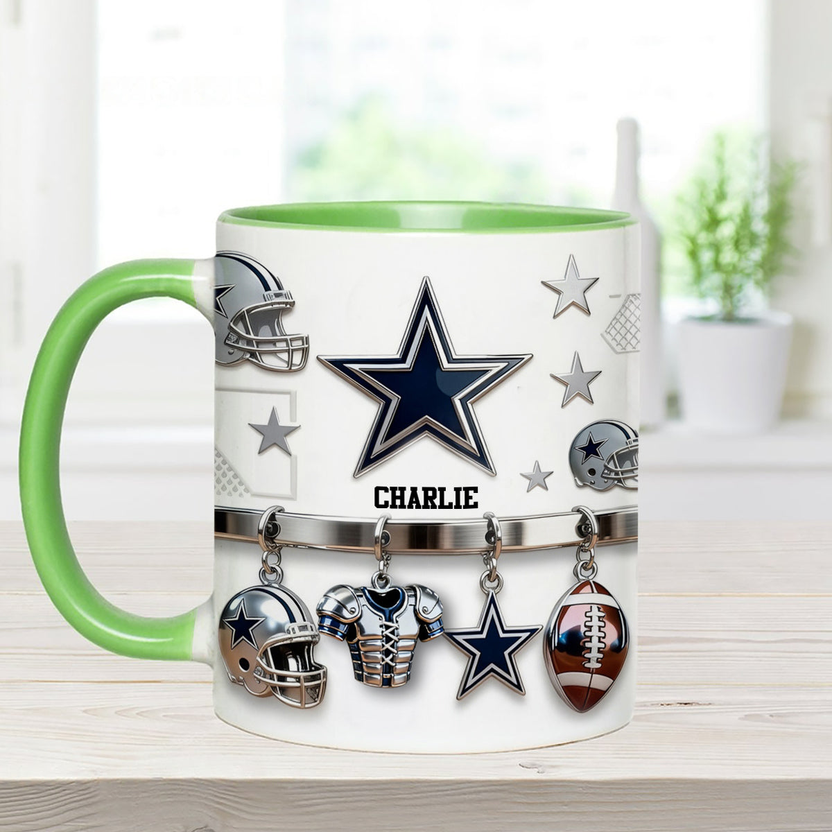 Love Football - Personalized American Football Set Accent Mug with Acrylic Stirrers