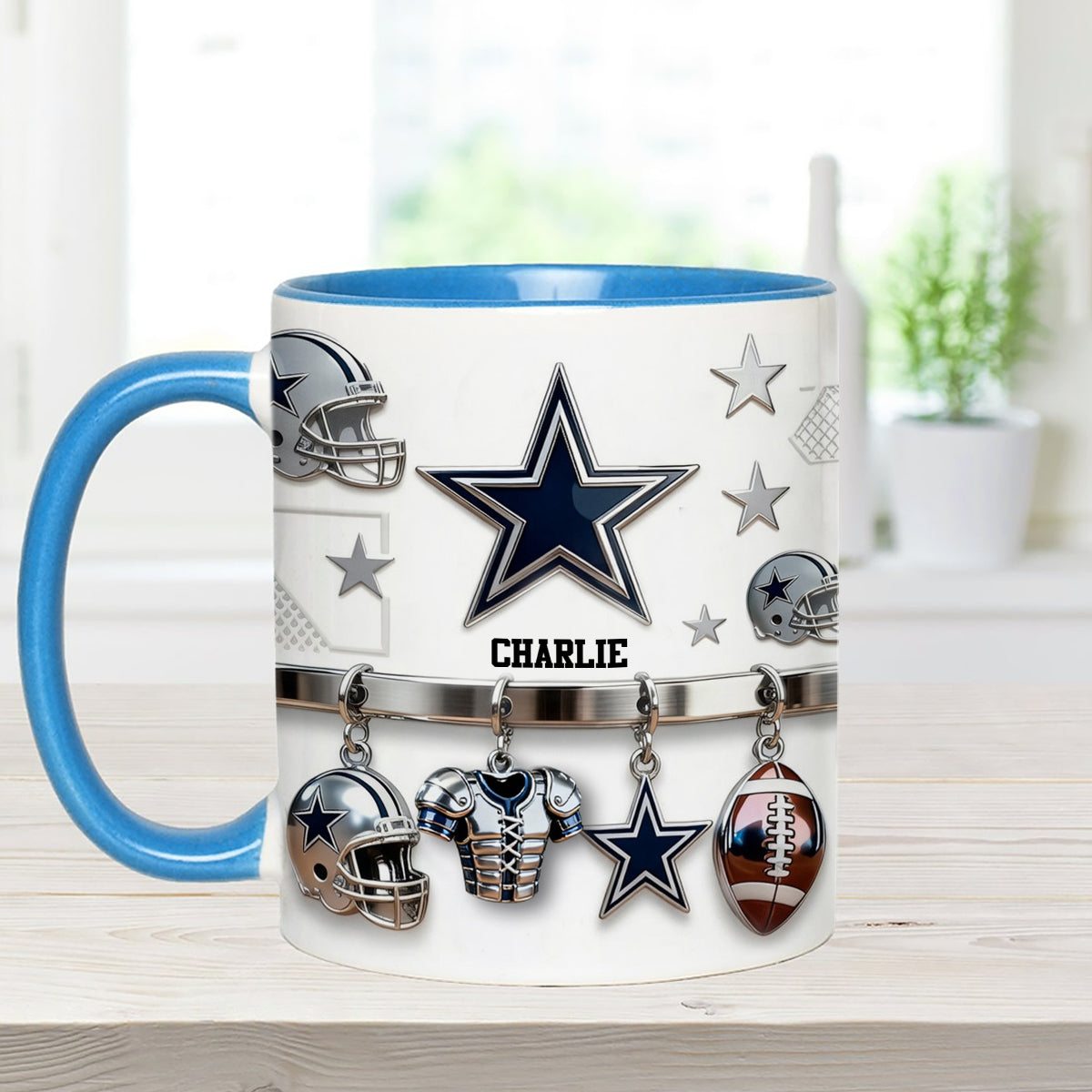 Love Football - Personalized American Football Set Accent Mug with Acrylic Stirrers