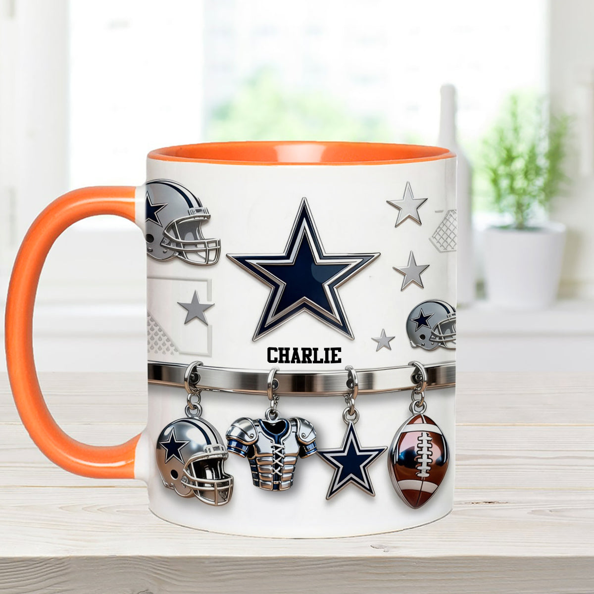 Love Football - Personalized American Football Set Accent Mug with Acrylic Stirrers