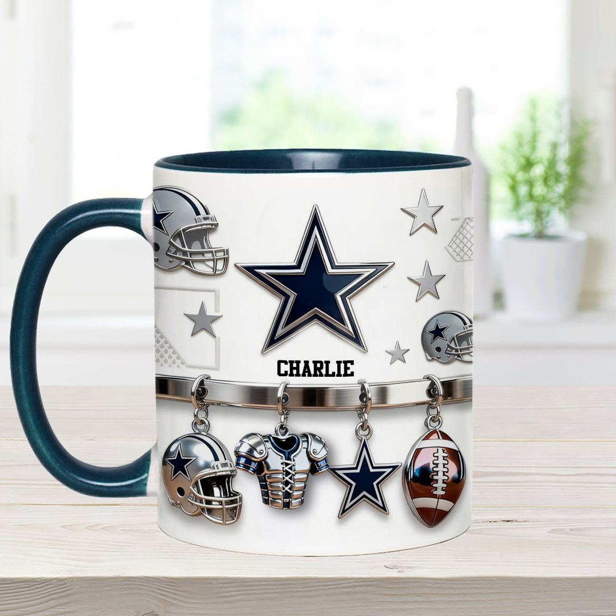Love Football - Personalized American Football Set Accent Mug with Acrylic Stirrers
