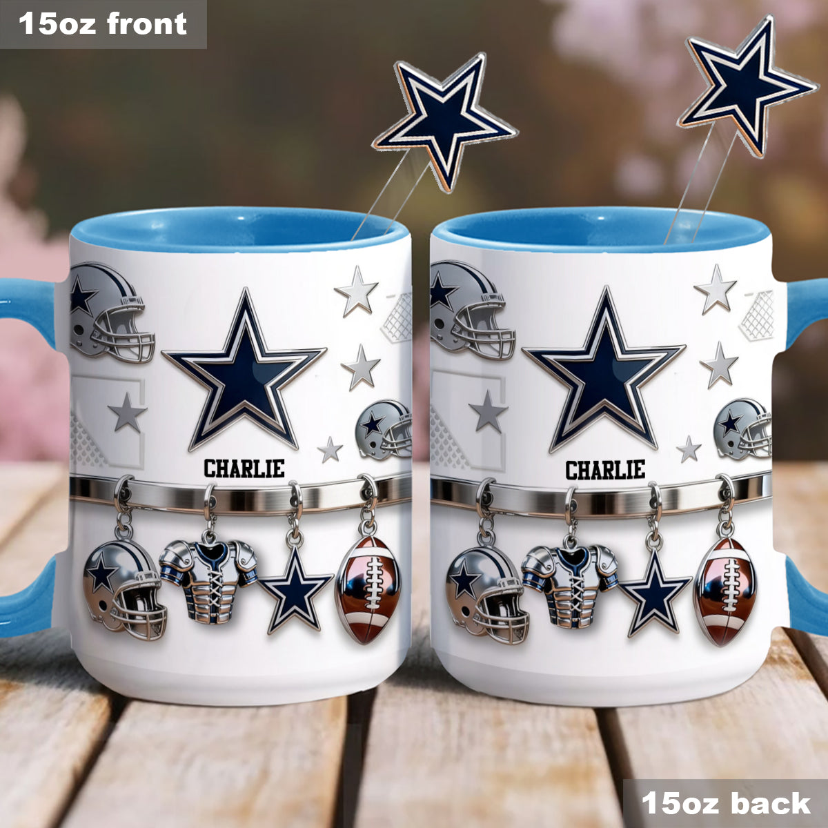 Love Football - Personalized American Football Set Accent Mug with Acrylic Stirrers