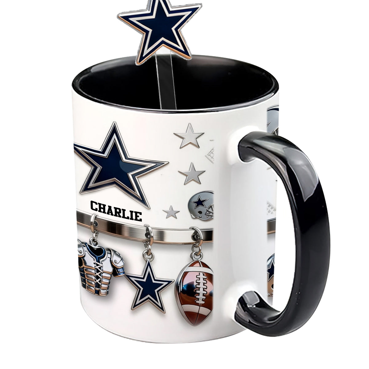 Love Football - Personalized American Football Set Accent Mug with Acrylic Stirrers