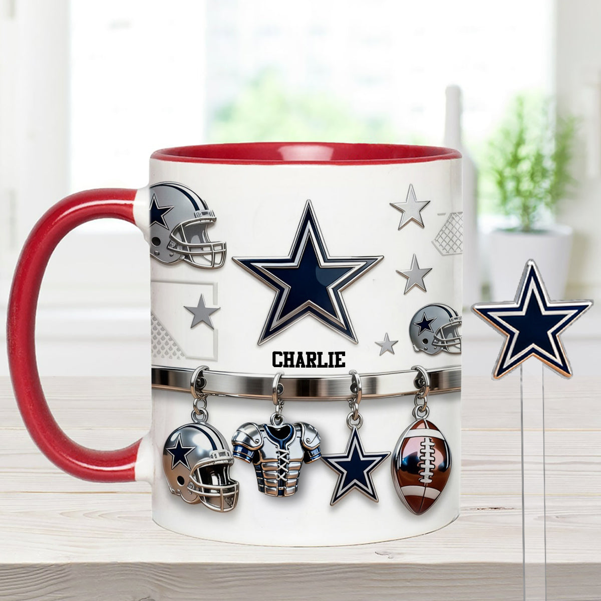 Love Football - Personalized American Football Set Accent Mug with Acrylic Stirrers