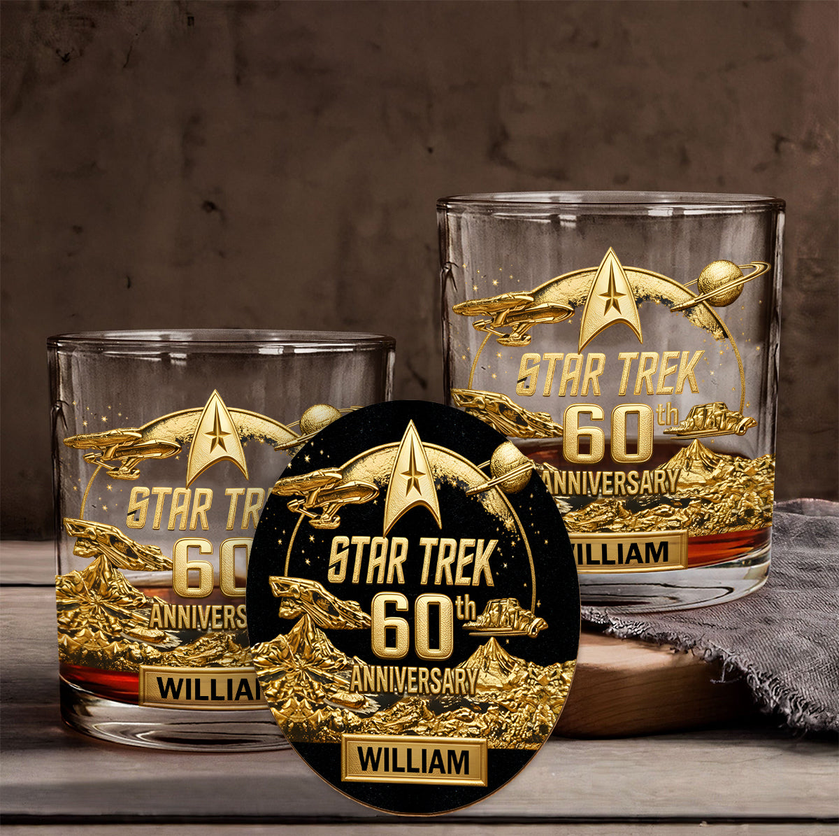 Final Frontier 60th Anniversary - Personalized Star Fleet Whiskey Decanter Set