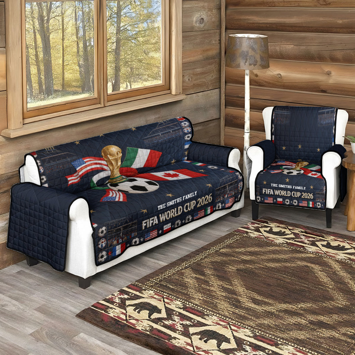 Glory Trophy 2026 - Personalized Soccer Quilted Sofa/Couch Cover