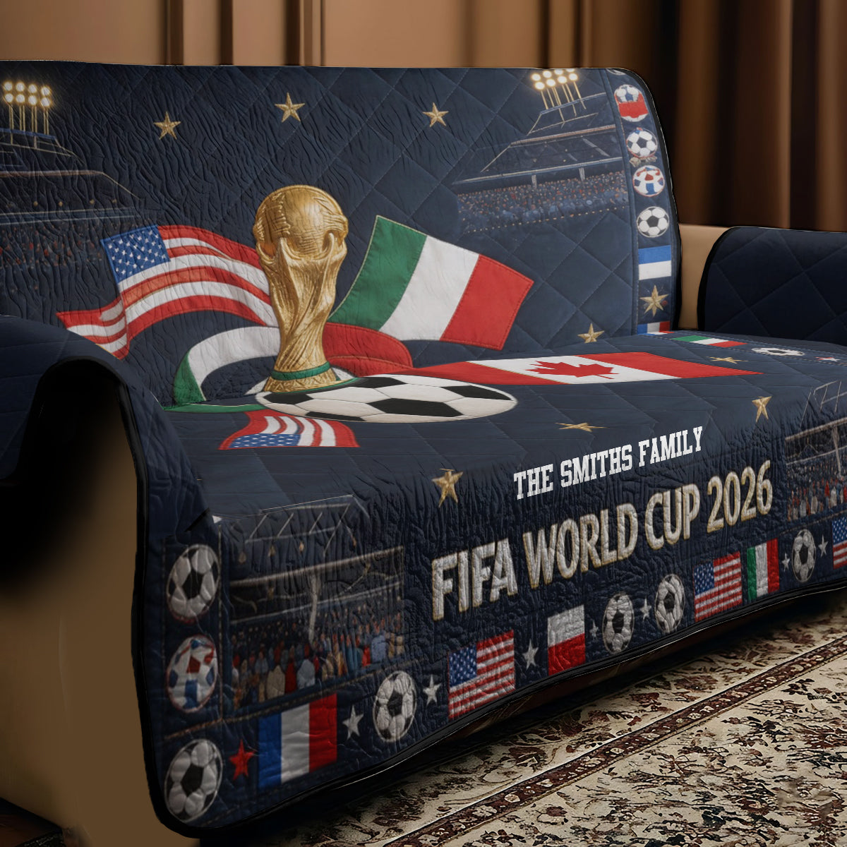 Glory Trophy 2026 - Personalized Soccer Quilted Sofa/Couch Cover