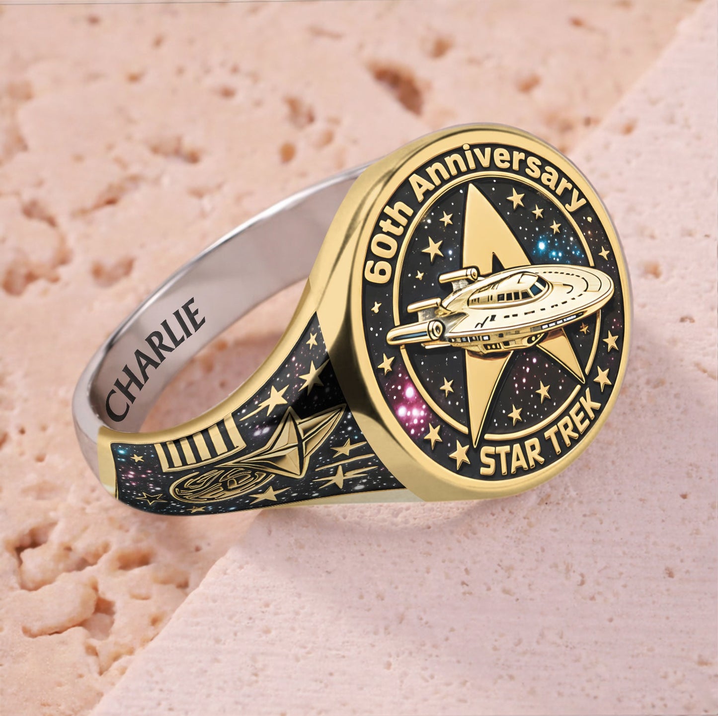 60 Years Of Exploration - Personalized Star Fleet Signet Ring