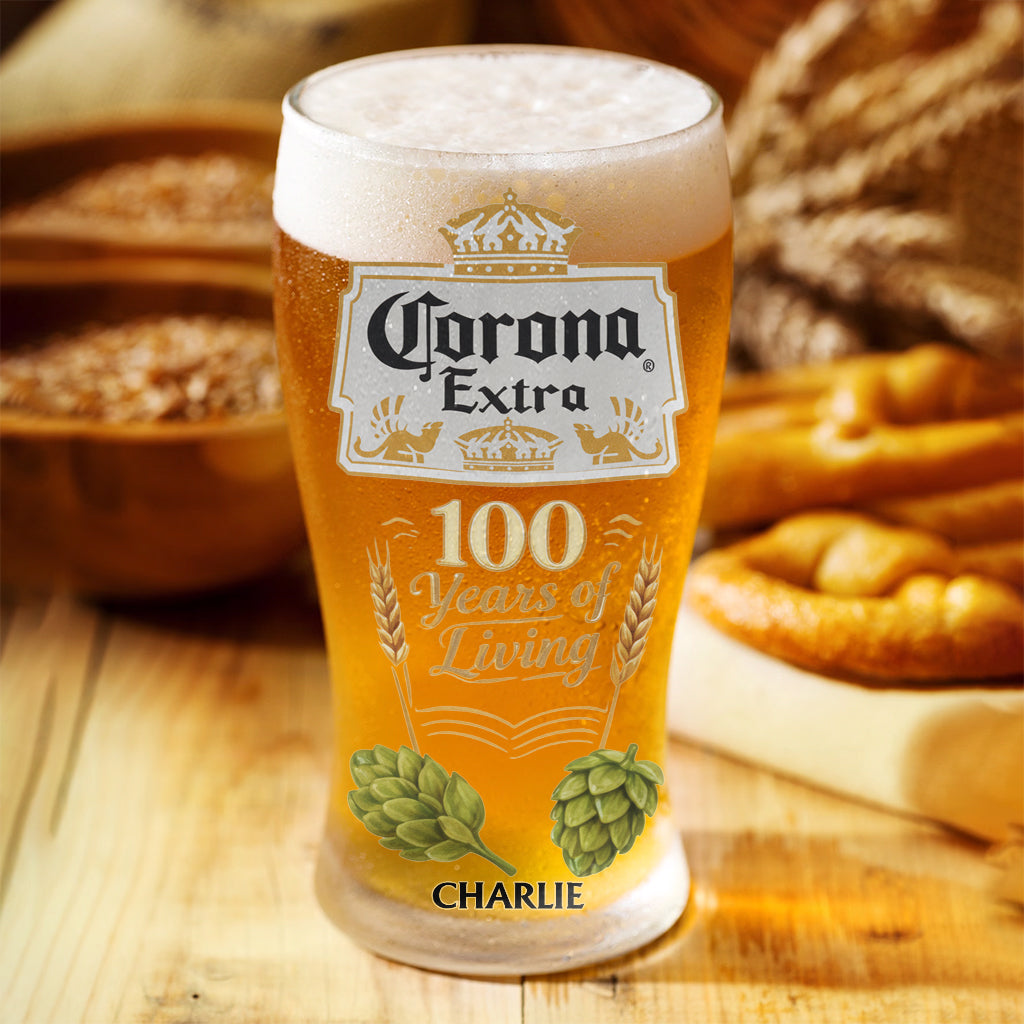 100 Years Of Living - Personalized Light Beer Lover Beer Pint