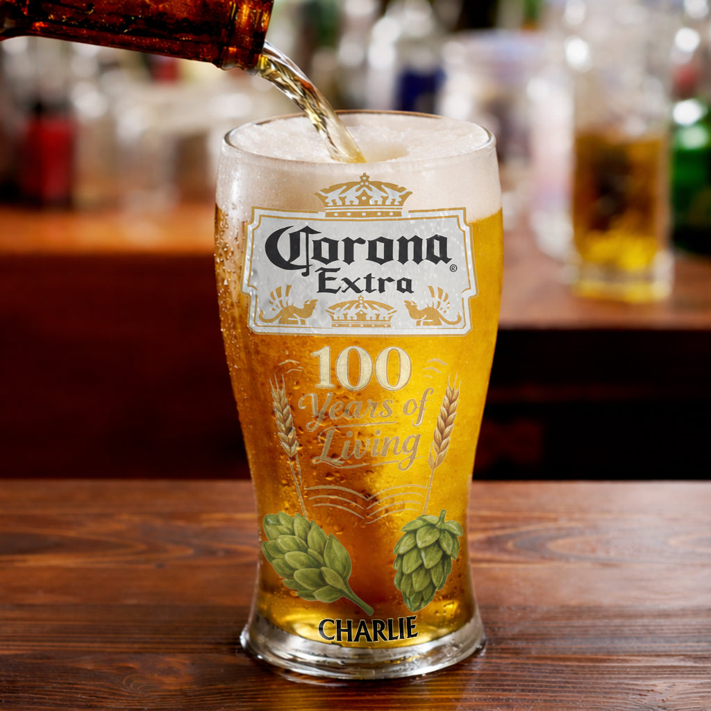 100 Years Of Living - Personalized Light Beer Lover Beer Pint