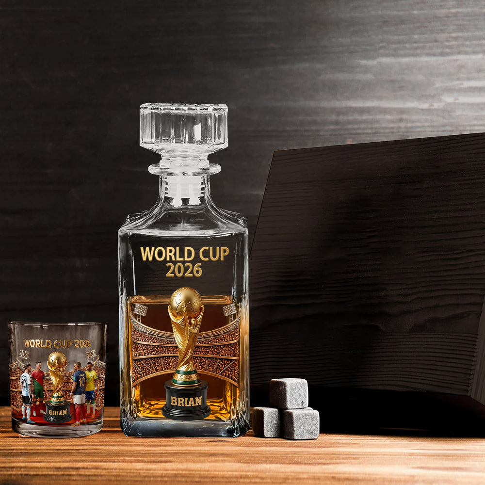 Who Will Be The Champion - Personalized Soccer Whiskey Decanter Set