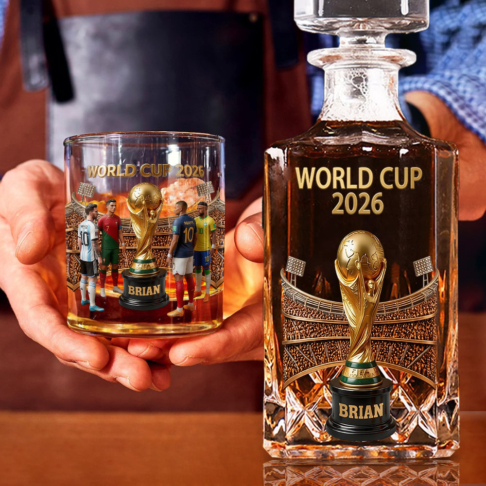 Who Will Be The Champion - Personalized Soccer Whiskey Decanter Set