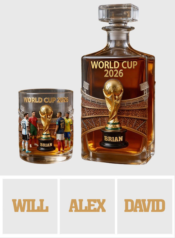 Who Will Be The Champion - Personalized Soccer Whiskey Decanter Set