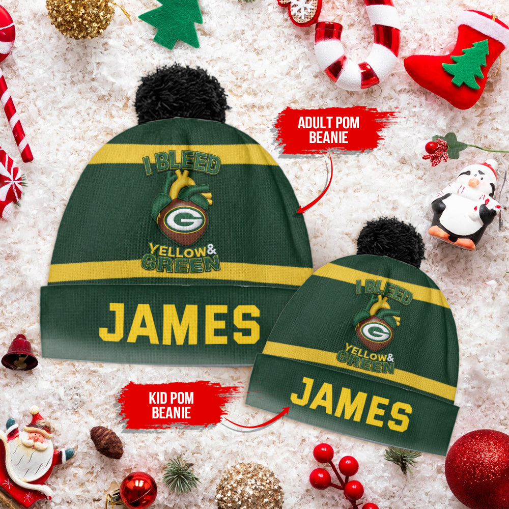 Green Bay Football Team - Personalized American Football Beanie Hat