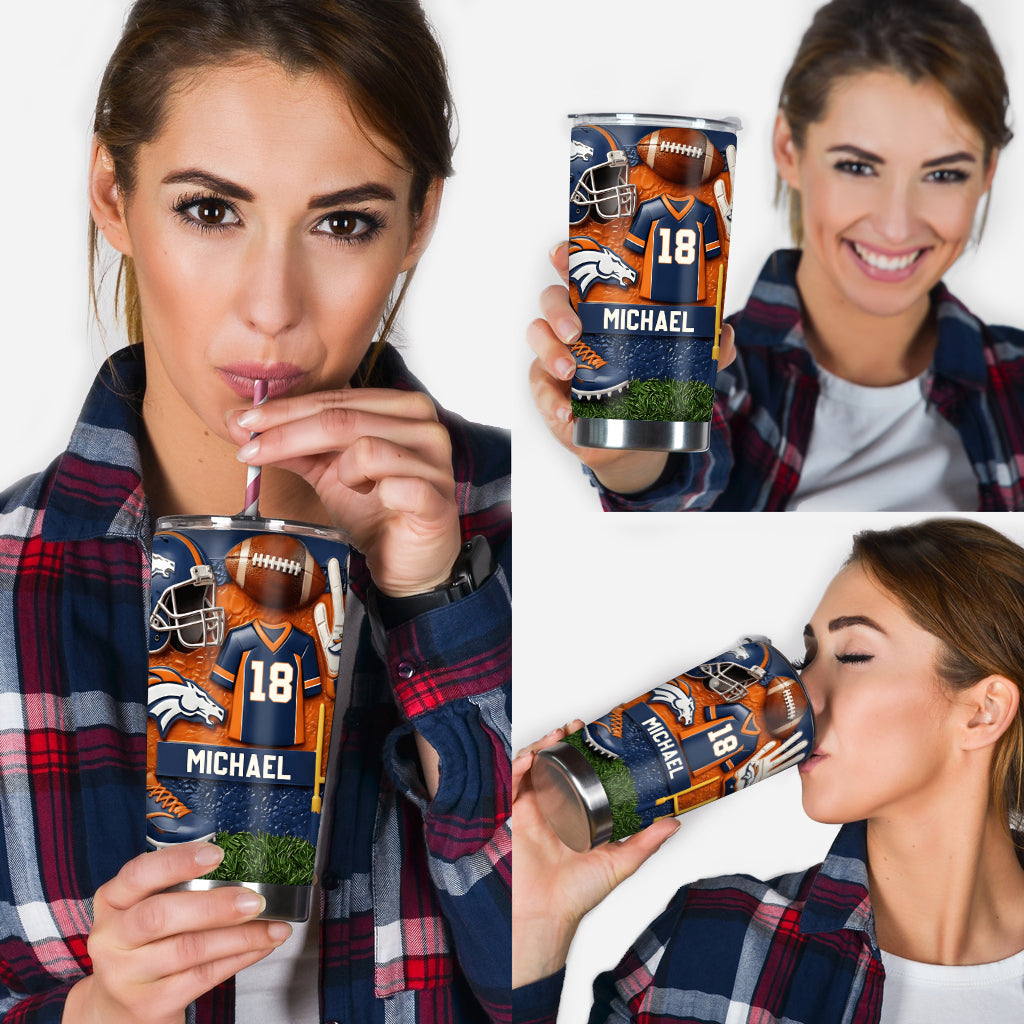 Love Football - Personalized American Football Tumbler