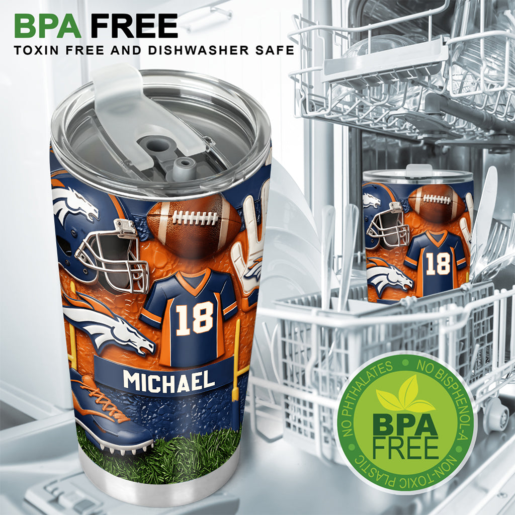 Love Football - Personalized American Football Tumbler