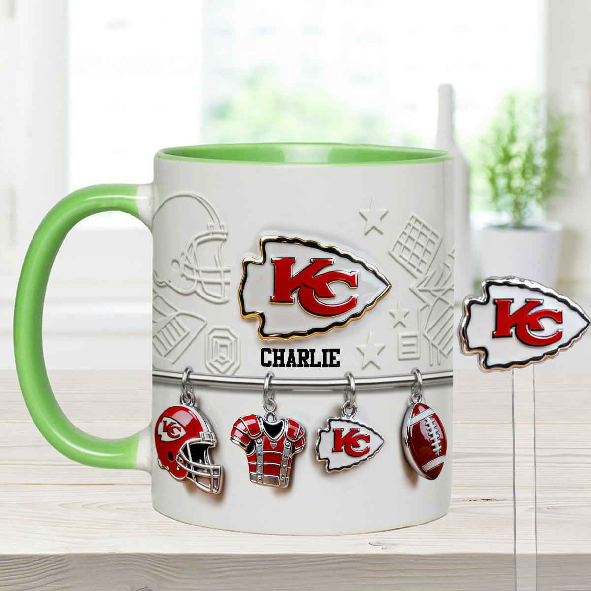 Love Football - Personalized American Football Set Accent Mug with Acrylic Stirrers