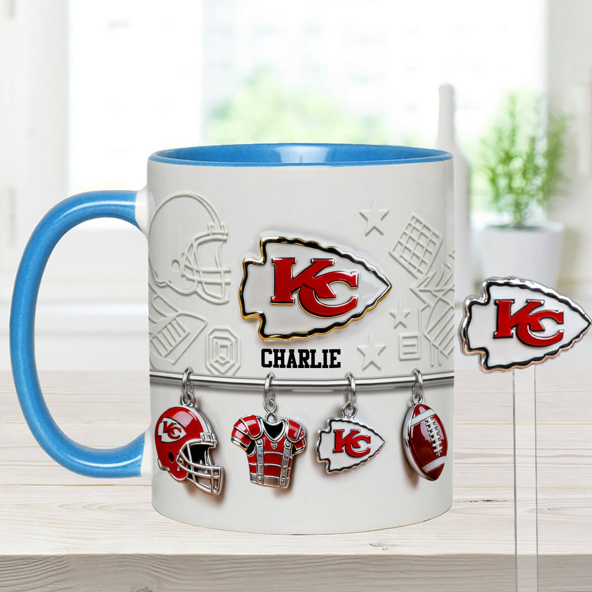 Love Football - Personalized American Football Set Accent Mug with Acrylic Stirrers