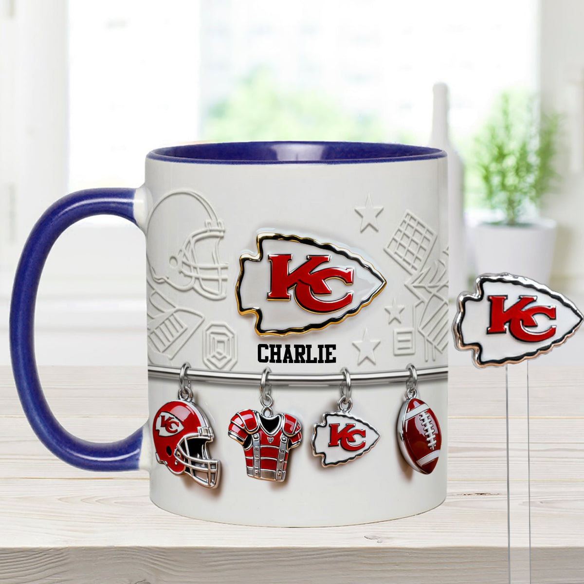 Love Football - Personalized American Football Set Accent Mug with Acrylic Stirrers