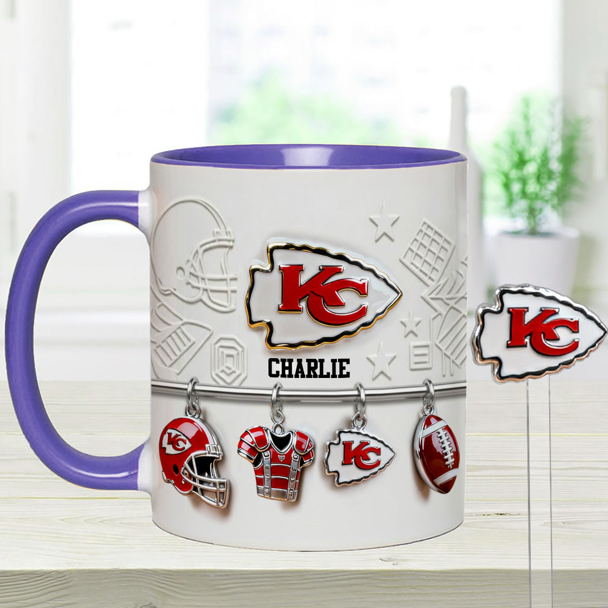 Love Football - Personalized American Football Set Accent Mug with Acrylic Stirrers
