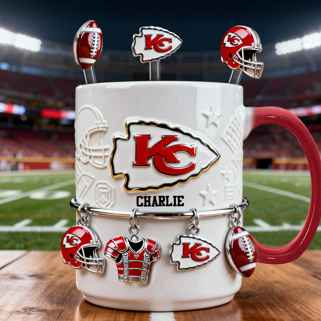 Love Football - Personalized American Football Set Accent Mug with Acrylic Stirrers