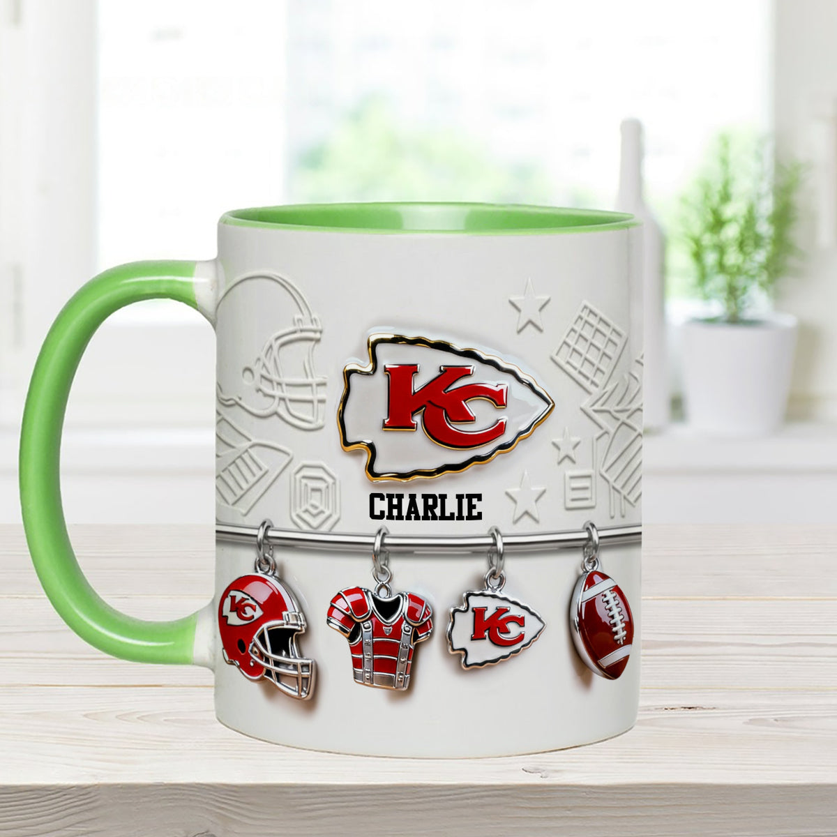 Love Football - Personalized American Football Set Accent Mug with Acrylic Stirrers