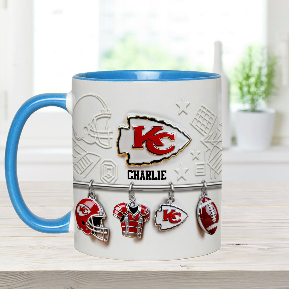 Love Football - Personalized American Football Set Accent Mug with Acrylic Stirrers