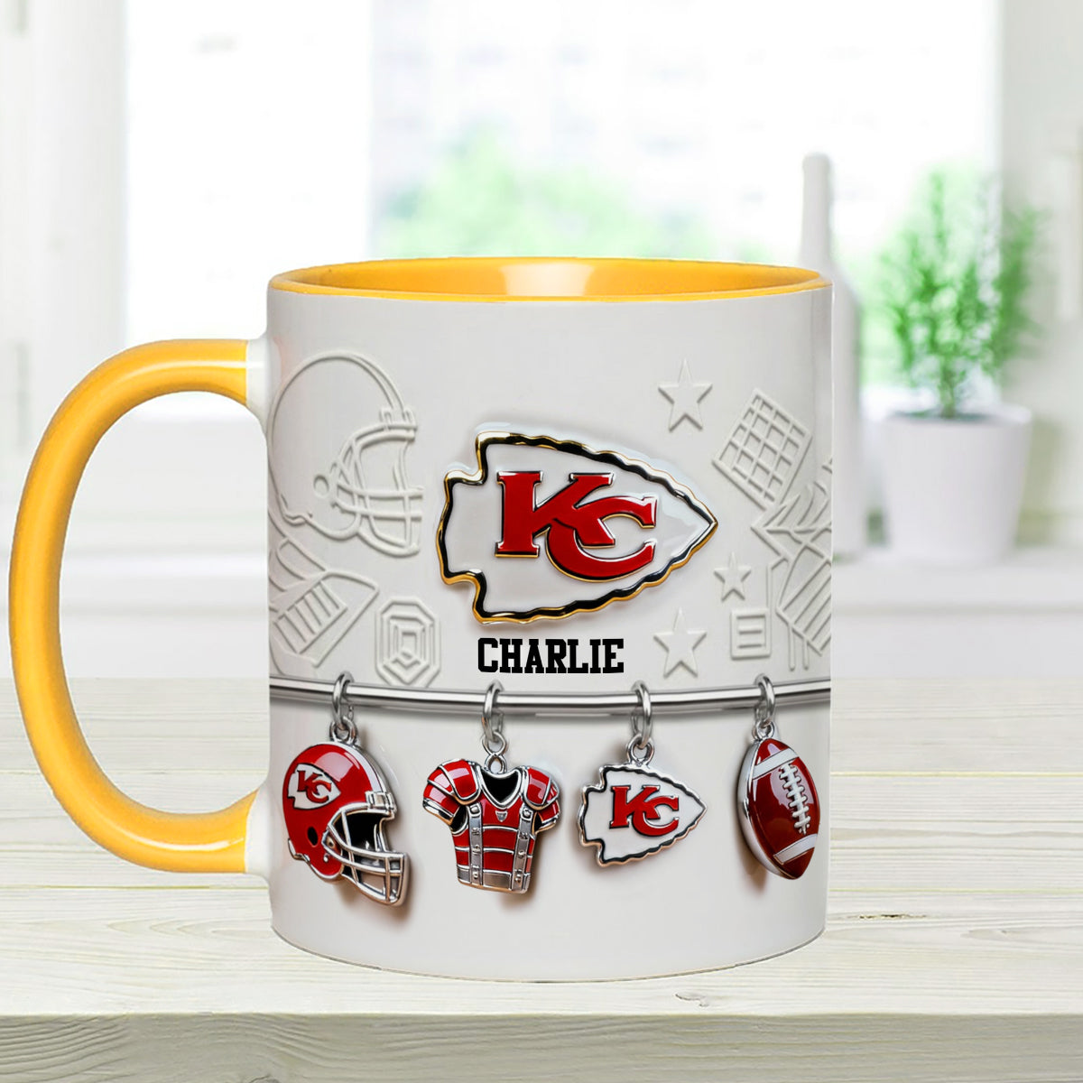 Love Football - Personalized American Football Set Accent Mug with Acrylic Stirrers