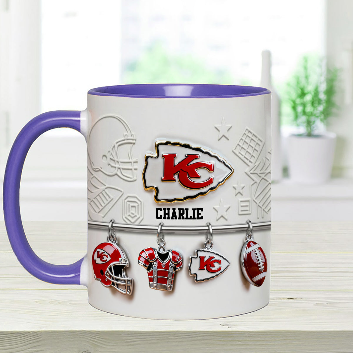 Love Football - Personalized American Football Set Accent Mug with Acrylic Stirrers