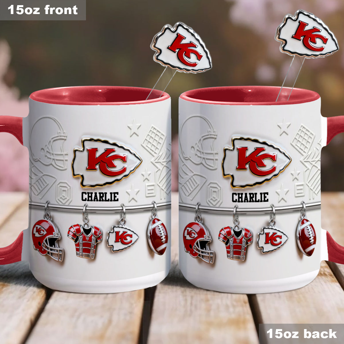 Love Football - Personalized American Football Set Accent Mug with Acrylic Stirrers