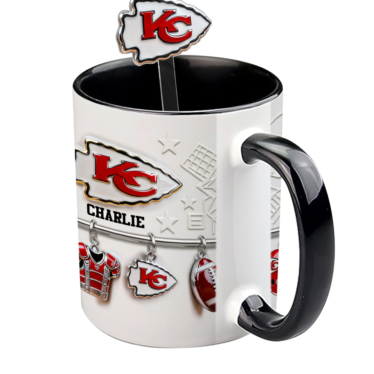 Love Football - Personalized American Football Set Accent Mug with Acrylic Stirrers