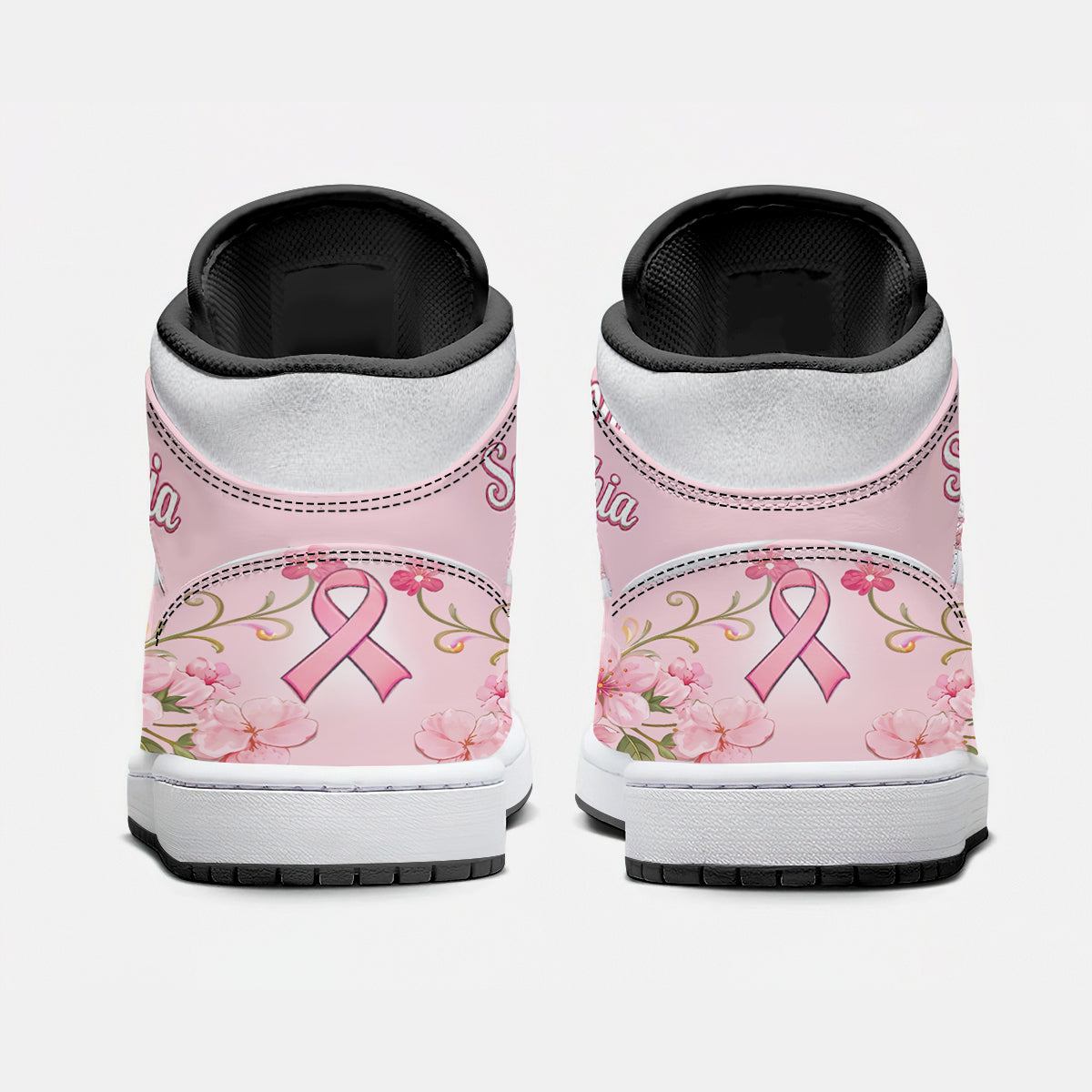 Never Give Up - Personalized Breast Cancer Awareness Air Jordan Hightop