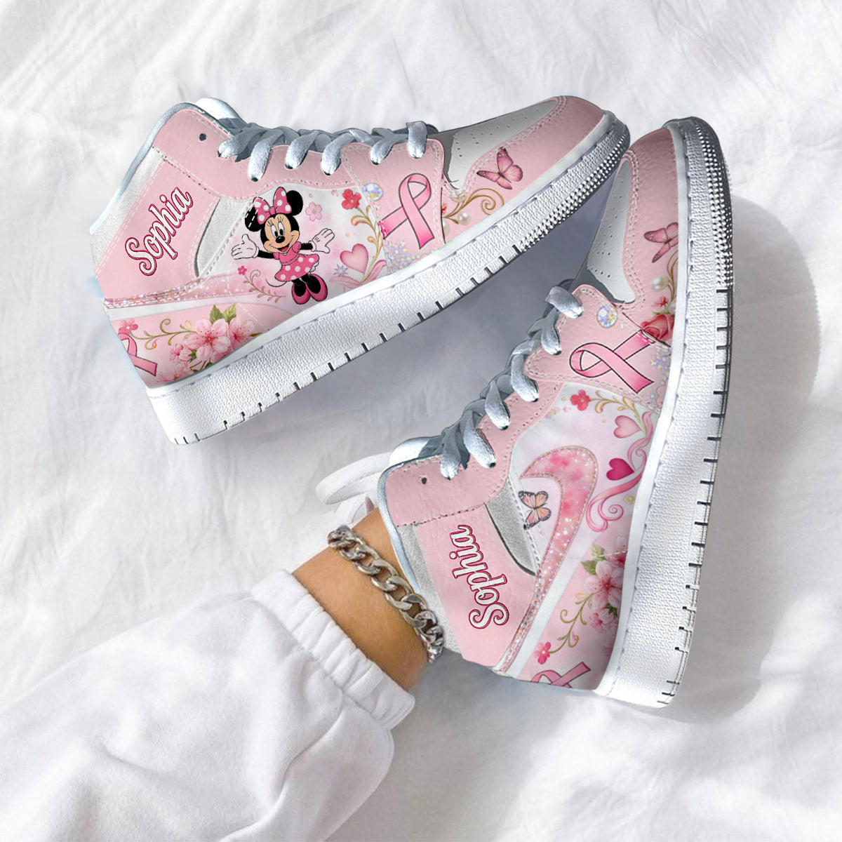 Never Give Up - Personalized Breast Cancer Awareness Air Jordan Hightop