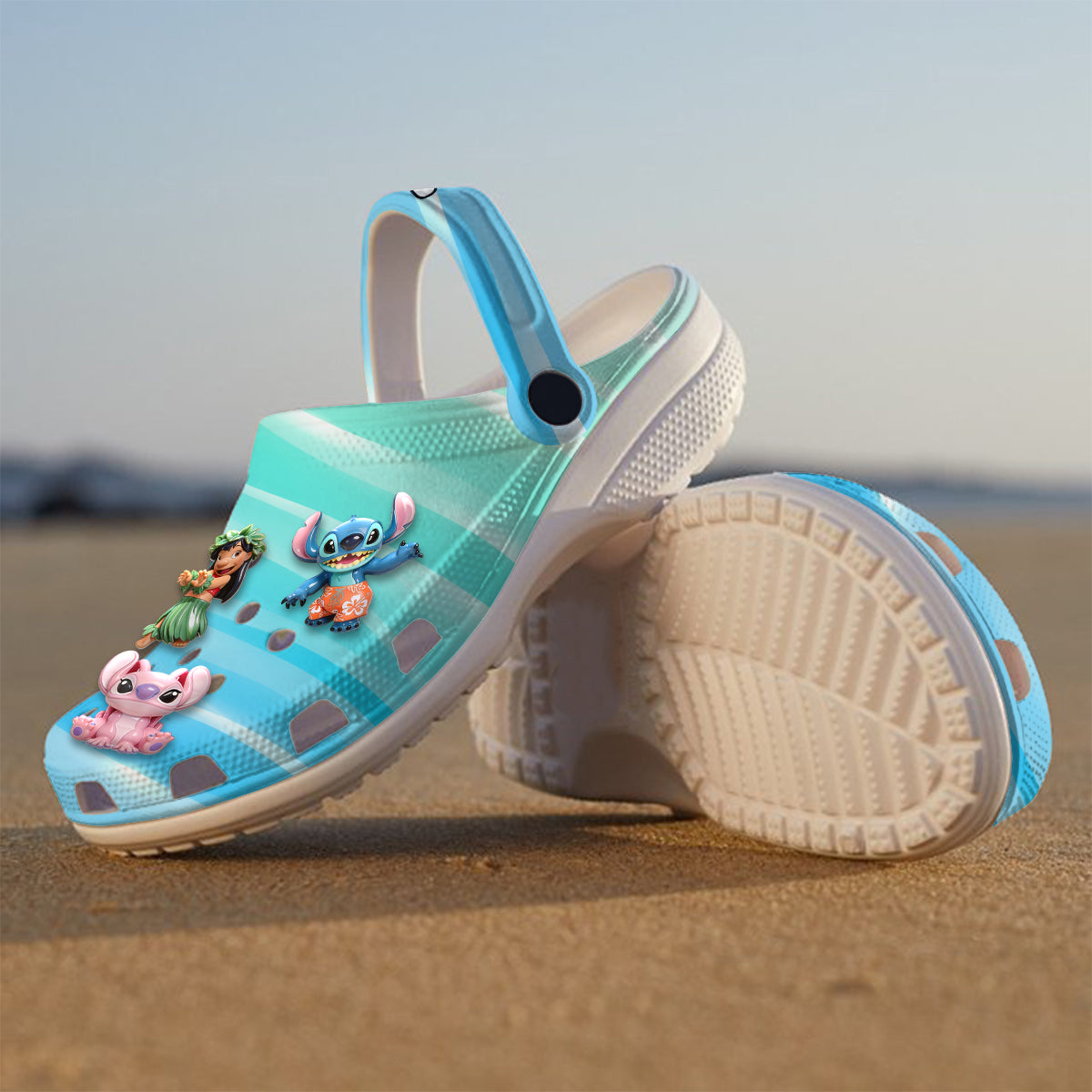 Aloha Ohana Cartoon Monster, Summer Vibes - Personalized Ohana Scrocs Shoes With Charms