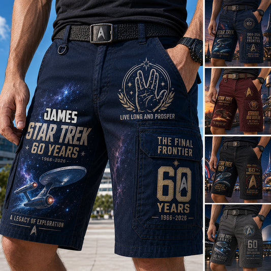Star Movie Fans Gift, 60th Anniversary - Personalized Star Fleet Cargo Shorts With Belt