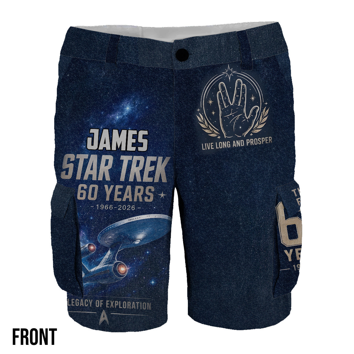 Star Movie Fans Gift, 60th Anniversary - Personalized Star Fleet Cargo Shorts With Belt