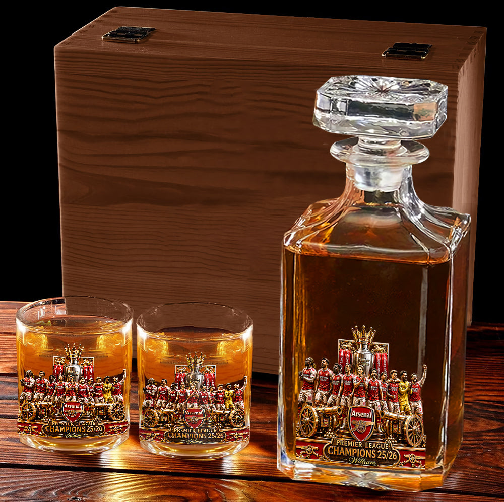 Premier League Champions 2526 - Personalized Soccer Whiskey Decanter Set