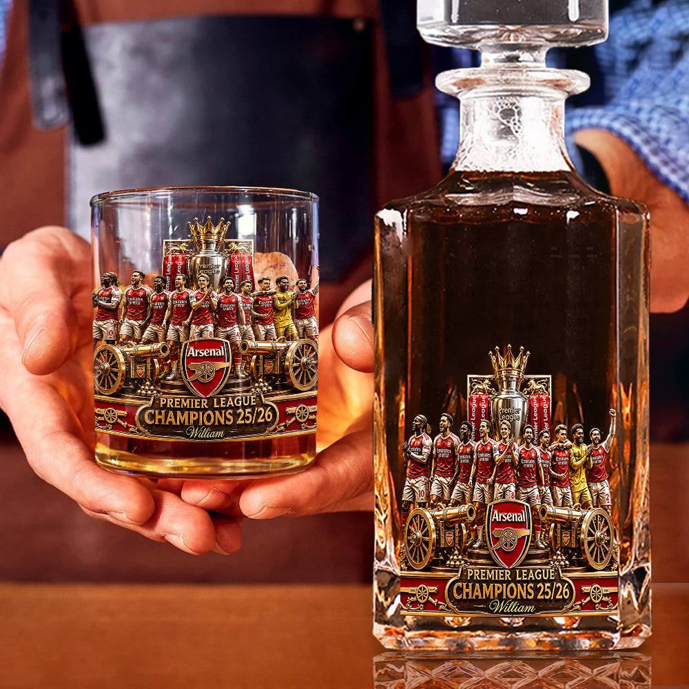Premier League Champions 2526 - Personalized Soccer Whiskey Decanter Set